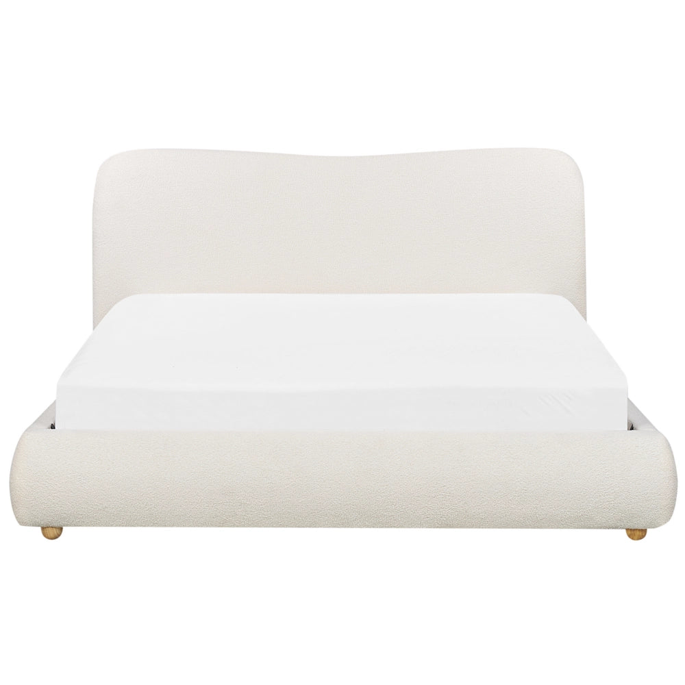 Letto contenitore Bianco Boucle Poliestere Tessuto 160 x 200 cm Design moderno e minimalista