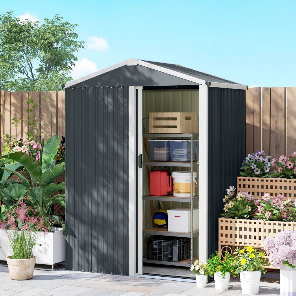 Casetta da Giardino in Acciaio con Porta Scorrevole ¨C Zephmum ¨C Grigio
