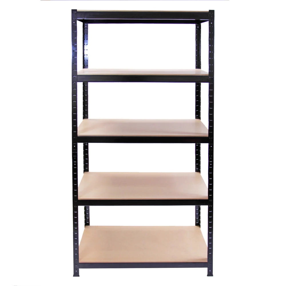 10 Scaffali in Acciaio Senza Bulloni T-Rax Neri Larghi 90cm per Magazzino e Box