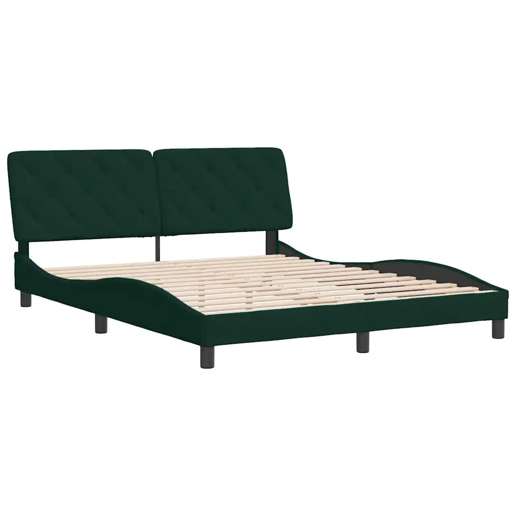 Giroletto senza Materasso Verde Scuro 160x200 cm in Velluto 3207932