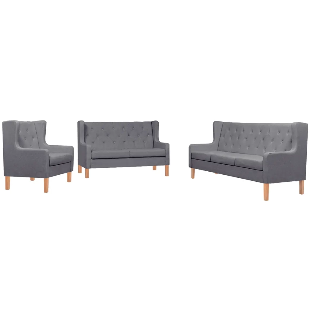 Set di Divani 3 pz in Tessuto Grigio cod mxl 11697