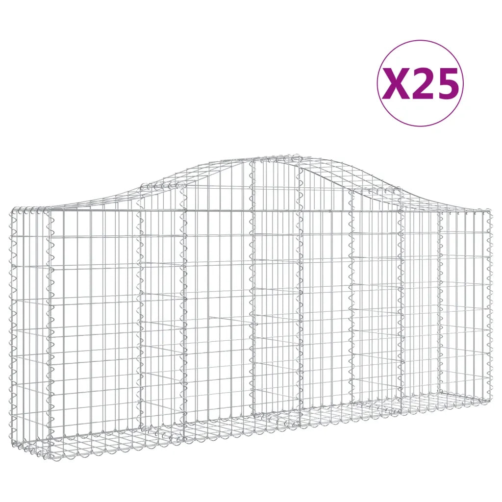 Cesti Gabbioni ad Arco 25 pz 200x30x80/100 cm Ferro Zincatocod mxl 99943