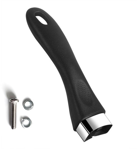 Maniglia per Wokpan e Steelpan in Ceramica, con Fori e Viti, per Accessorio da Cucina (15.3cmx6.5cm, Nero)