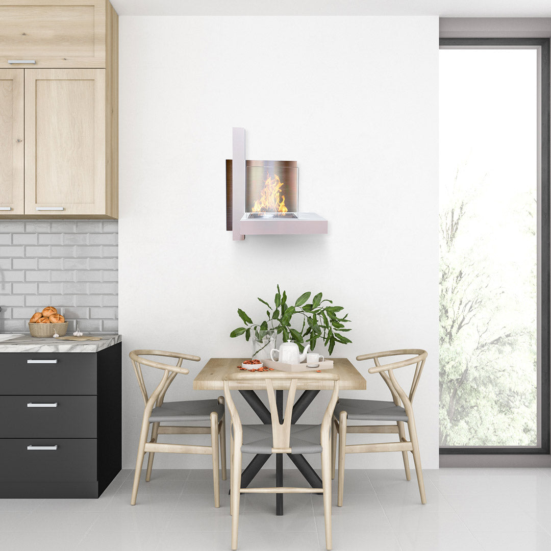 Camino a Bioetanolo da Parete 65x23x75 cm Vienna Bianco Lucido