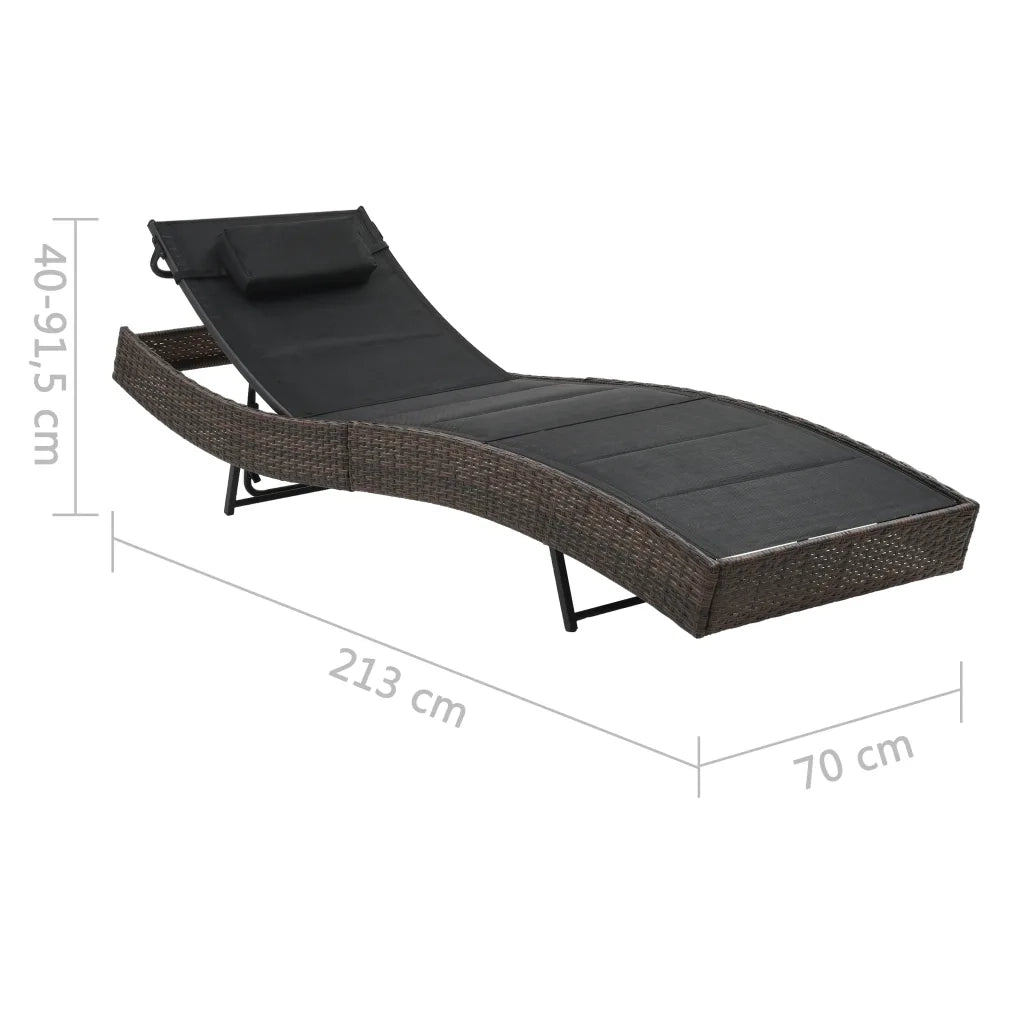 Lettino Prendisole | Sdraio da giardino | Lettino da sole in Polyrattan e Textilene Marrone