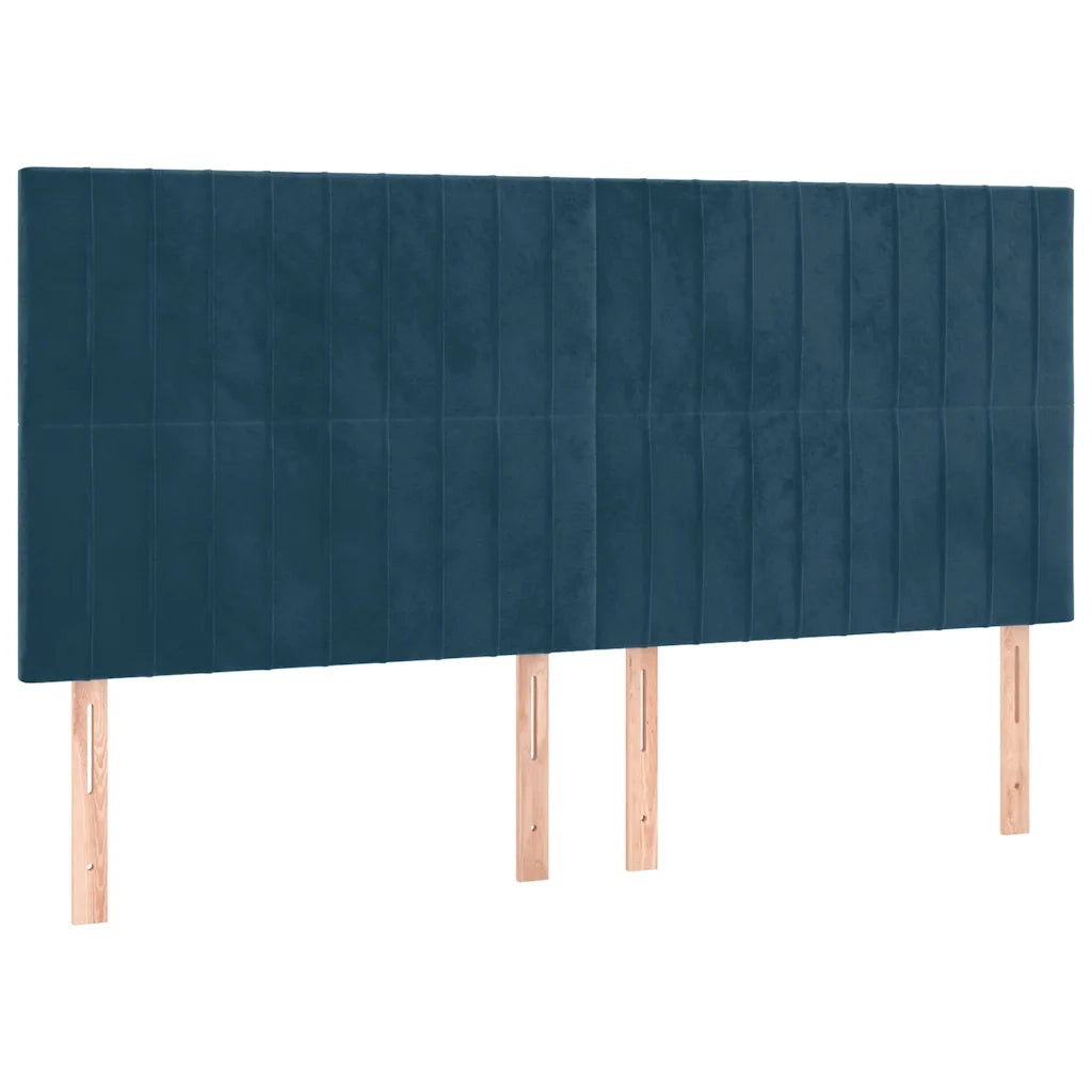Testiera-Testata-Testiera Decorativa Blu Scuro 200x5x118/128 cm Velluto 714874