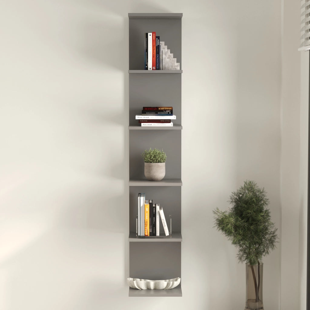 Mensola da Parete Surahammar Libreria Scaffale a Muro con 6 Ripiani - Grigio [en.casa]