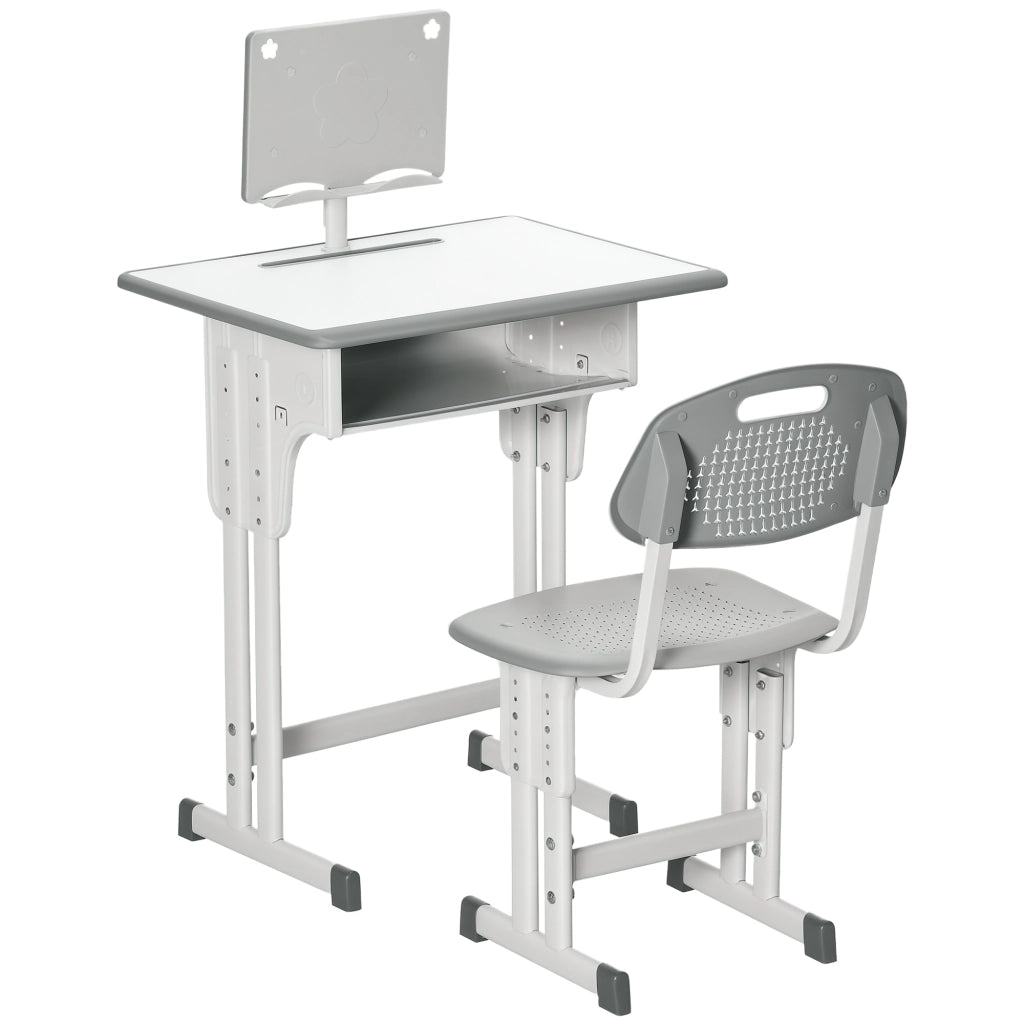Scrivania per bambini con sedia ¨C zephmum ¨C grigio 60x45x90-102 cm