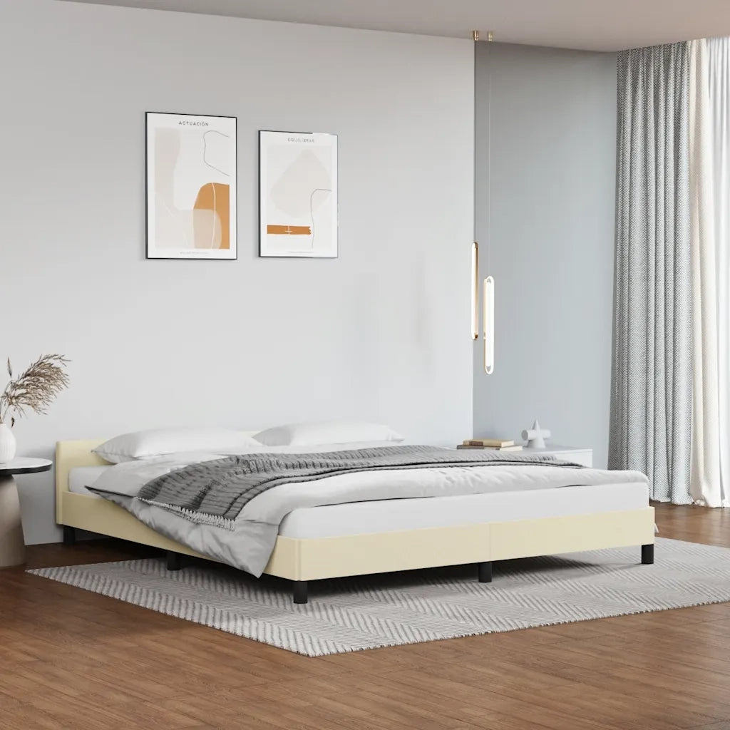 Giroletto con Testiera senza Materasso-Struttura Letto Crema 160x200 cm