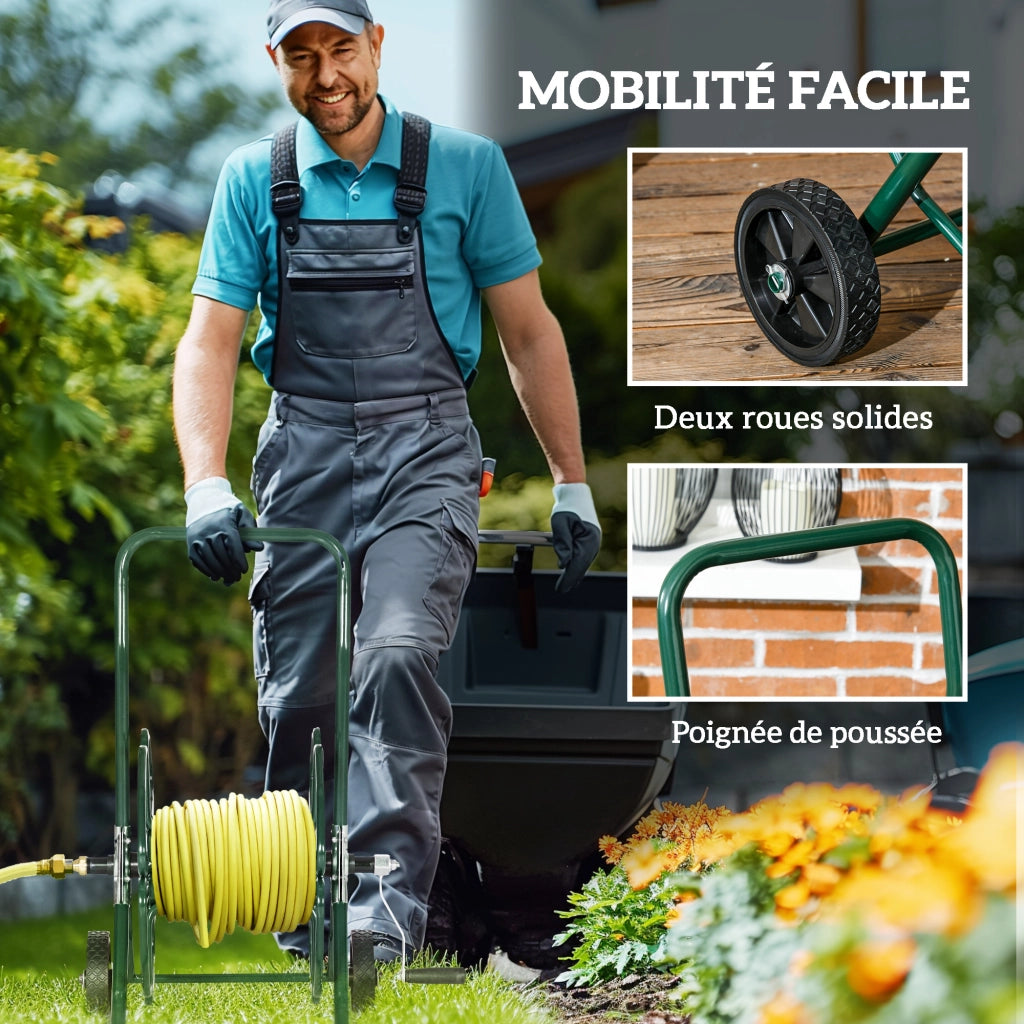 Carrello Avvolgitubo da Giardino ¨C zephmum ¨C Verde 30m ? 16mm Metallo