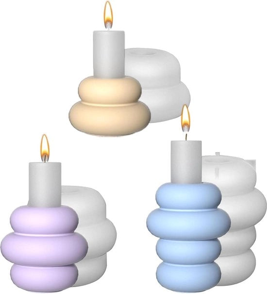Set di candele a forma di cilindro - Pacchetto da 3 pezzi - Accumulazione multi-strato - Accessori decorativi per compleanni, feste di Natale, San Valentino e baby shower