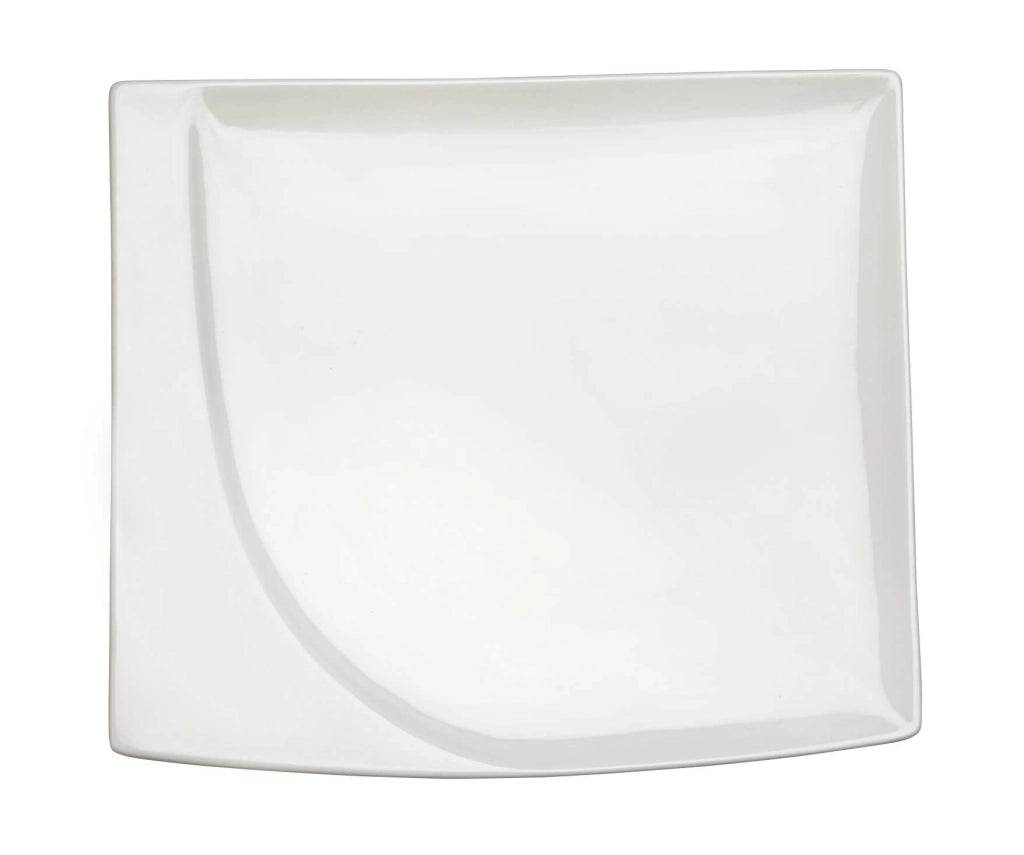 Set 6 Piatti Snack Rettangolari 20,5x18x1,5 cm in Porcellana Allluminica Kaleidos Aluxina Bianchi