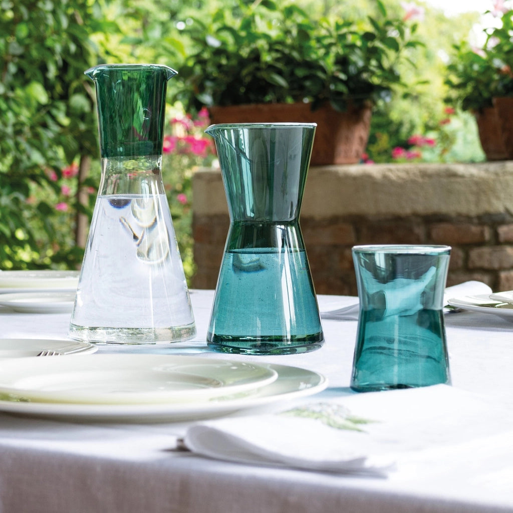 Zafferano Set 4 Bicchieri Tumbler Collezione Classy in Vetro Borosilicato Soffiato a Mano Colore Verde Lago per Servizi da Tavola Eleganti e Moderni
