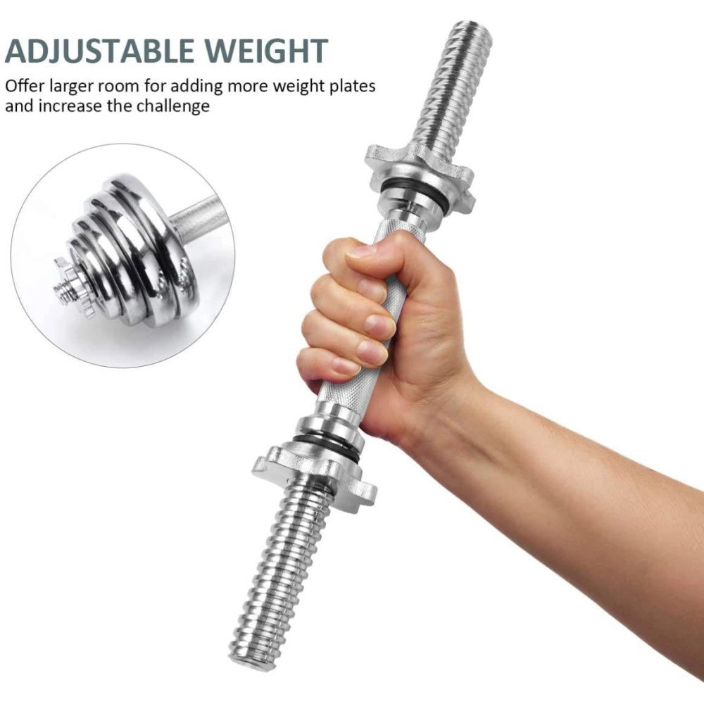 Trade Shop - 2 Manubri Filettati Da 35cm Per Sollevamento Pesi Sport Allenamento Palestra -