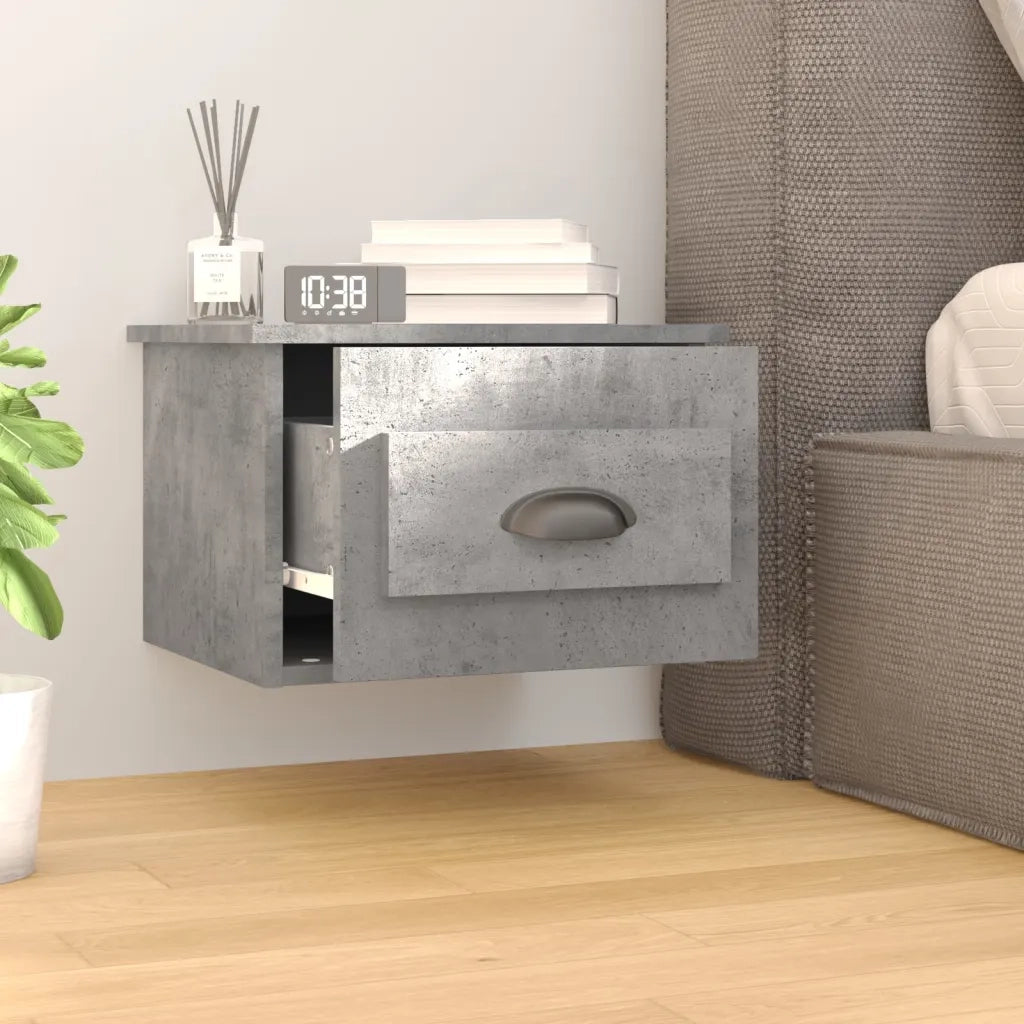 Comodino | Armadio da Notte | Mobiletto da notte a Parete Grigio Cemento 41,5x36x28 cm