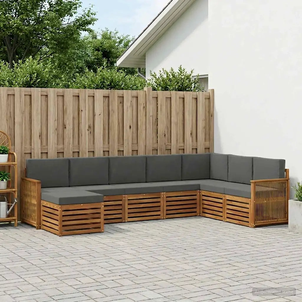 Set di divani da esterno con cuscino 6 pcs Naturale e Antracite 3384718