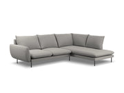 Cosmopolitan Design - Divano angolare destro "Vienna" 6 posti in bouclé grigio 