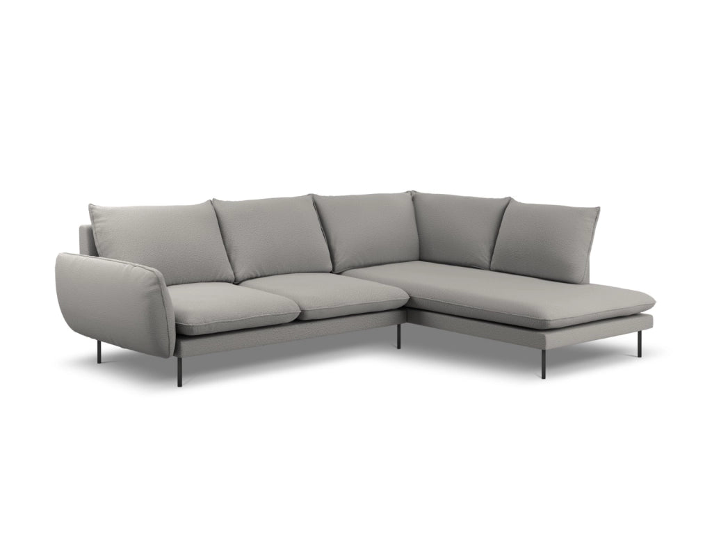 Cosmopolitan Design - Divano angolare destro "Vienna" 6 posti in bouclé grigio 