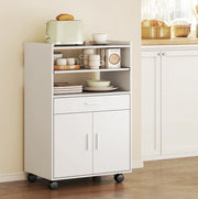 Mobile credenza cucina in MDF bianco con doppia anta, cassetto e ruote