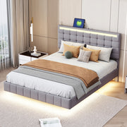Letto imbottito 140x200 grigio con illuminazione a LED - Xylo