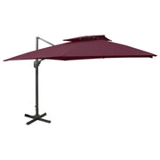 Ombrellone a braccio con doppia copertura 300 x 300 cm rosso bordeaux 02_0008559