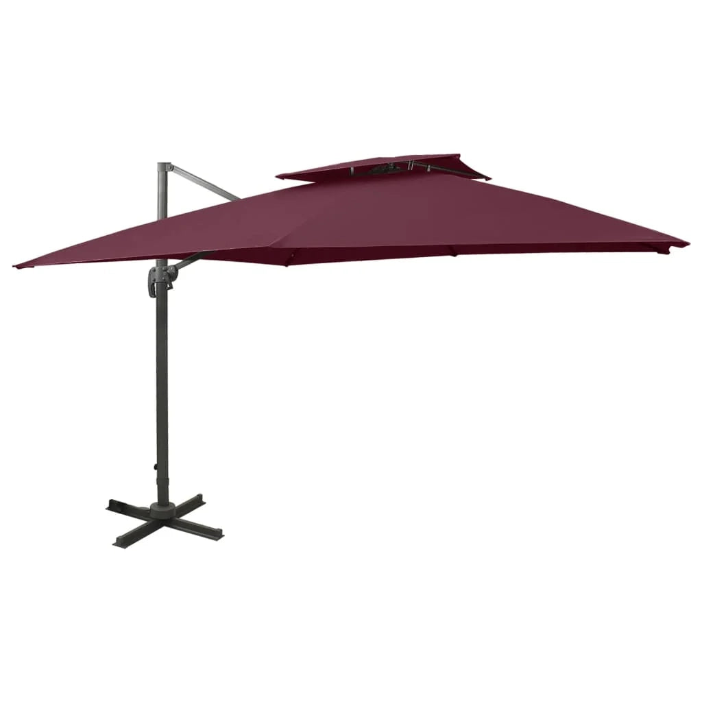 Ombrellone a braccio con doppia copertura 300 x 300 cm rosso bordeaux 02_0008559