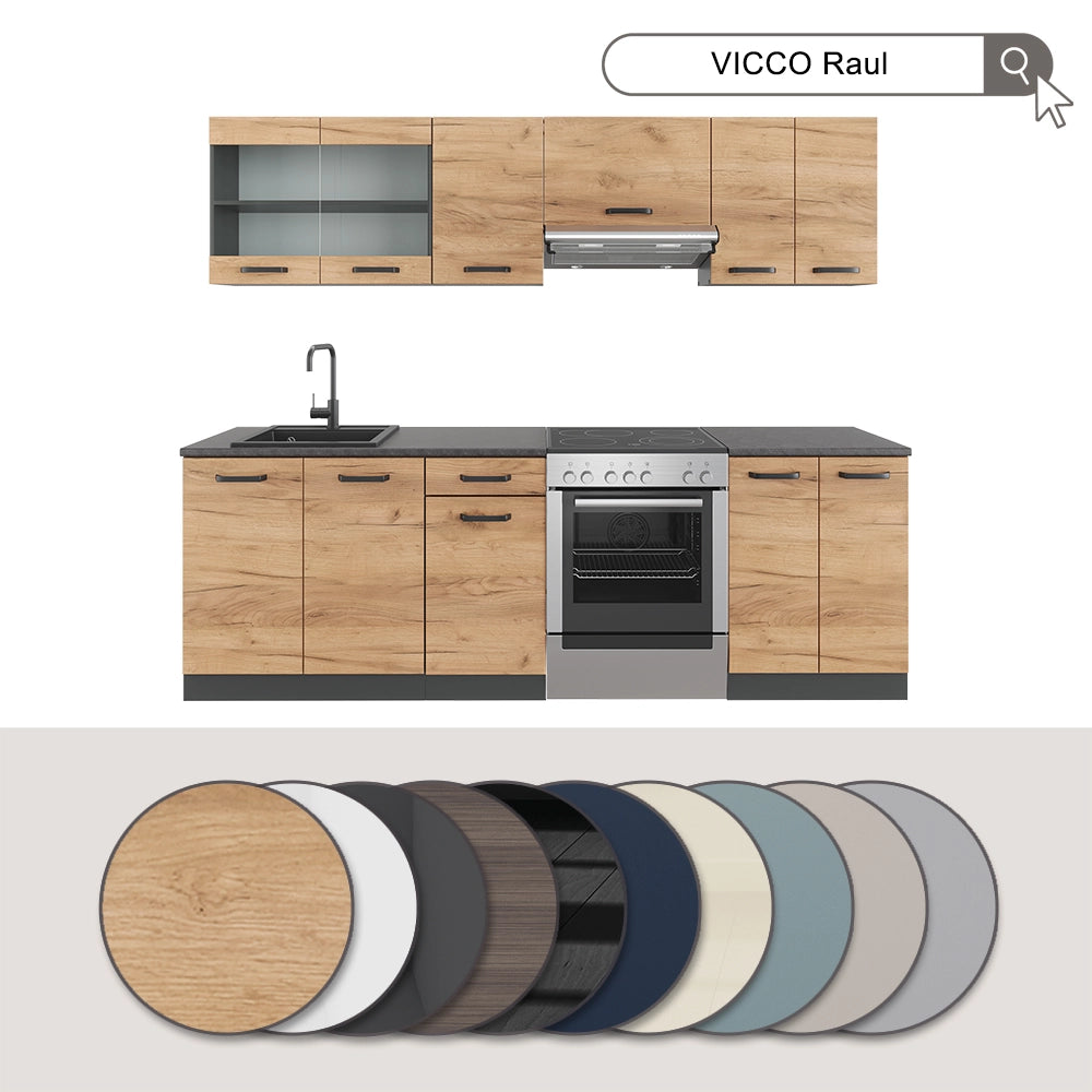 Mobile da cucina R-Line Cachemire/Antracite 240 cm, PL Antracite Vicco