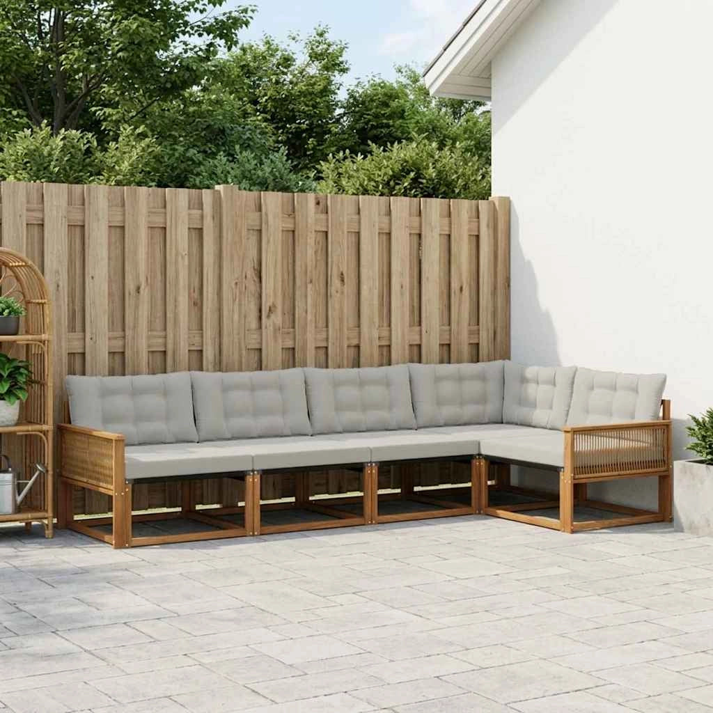 Set di divani da esterno 5 pz Naturale e Grigio Chiaro 3381427