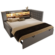 Letto a Divanetto 90x200 cm; Letto Singolo - Estraibile; LED; USB e Tipo C - Grigio