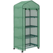 Serra in alluminio, serra calda, mini serra, casetta per piante, telaio freddo, 4 ripiani, 69 x 50 x 165 cm, verde