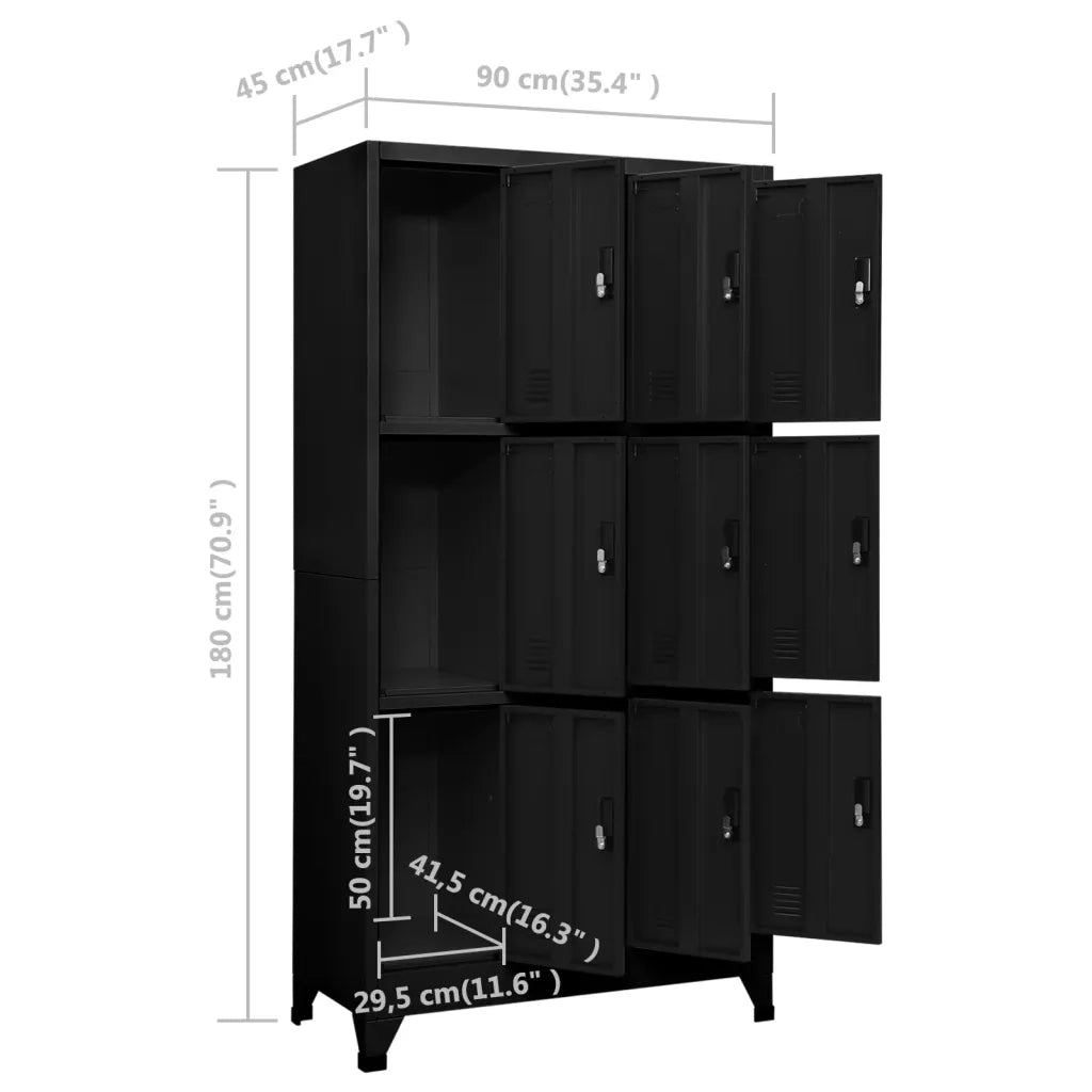 Armadietto con Serratura Nero 90x45x180 cm in Acciaio 339806