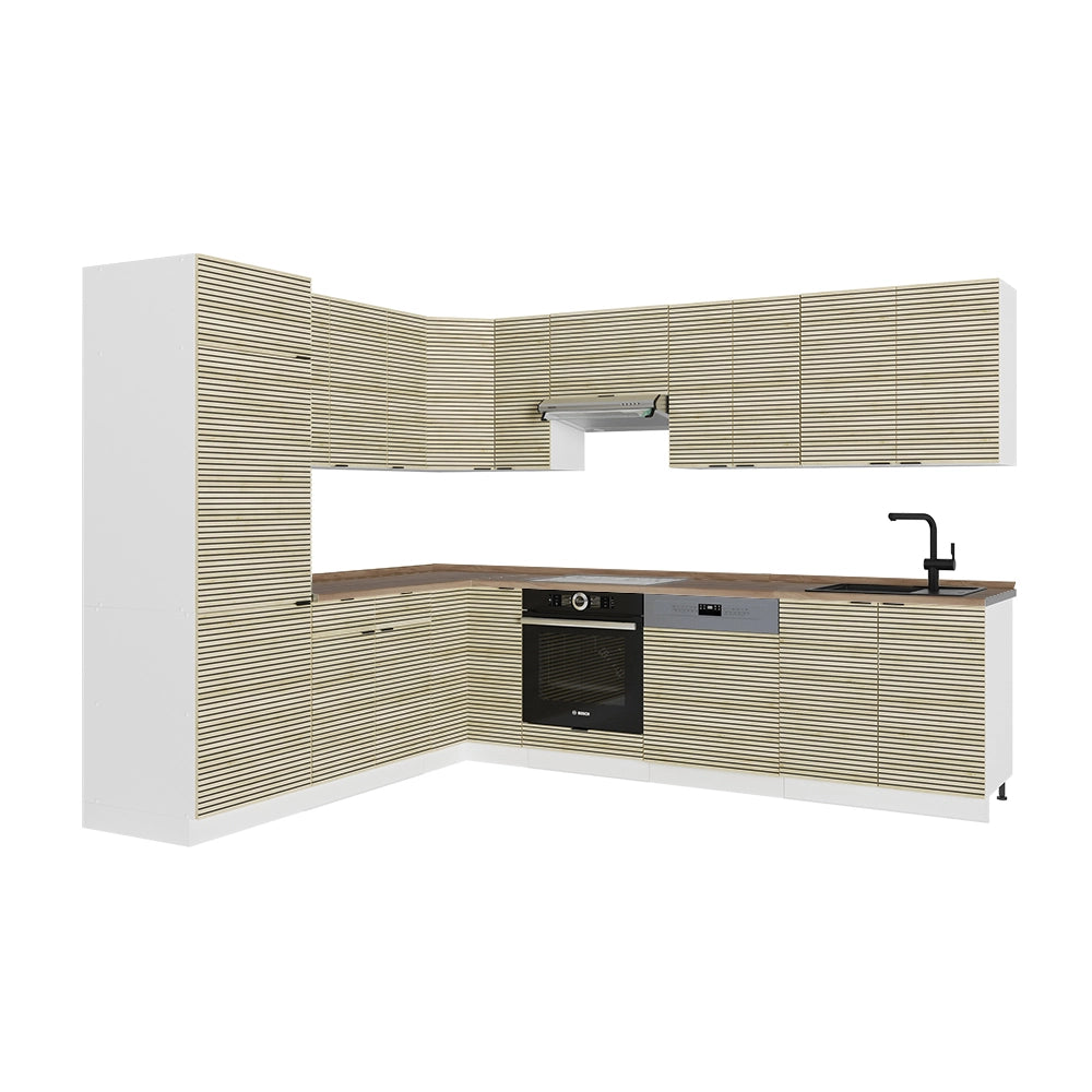 Cucina angolare completa Fame-Line Pannello in quercia/Bianco 287 x 60 cm, PL Rovere Vicco