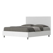 Letto matrimoniale con rete 160x200 bianco frassino testata similpelle bianco Level