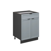 Mobiletto base per cucina Fame-Line Blu-grigio chiaro/Antracite 60 cm con cassetto, senza piano di lavoro Vicco