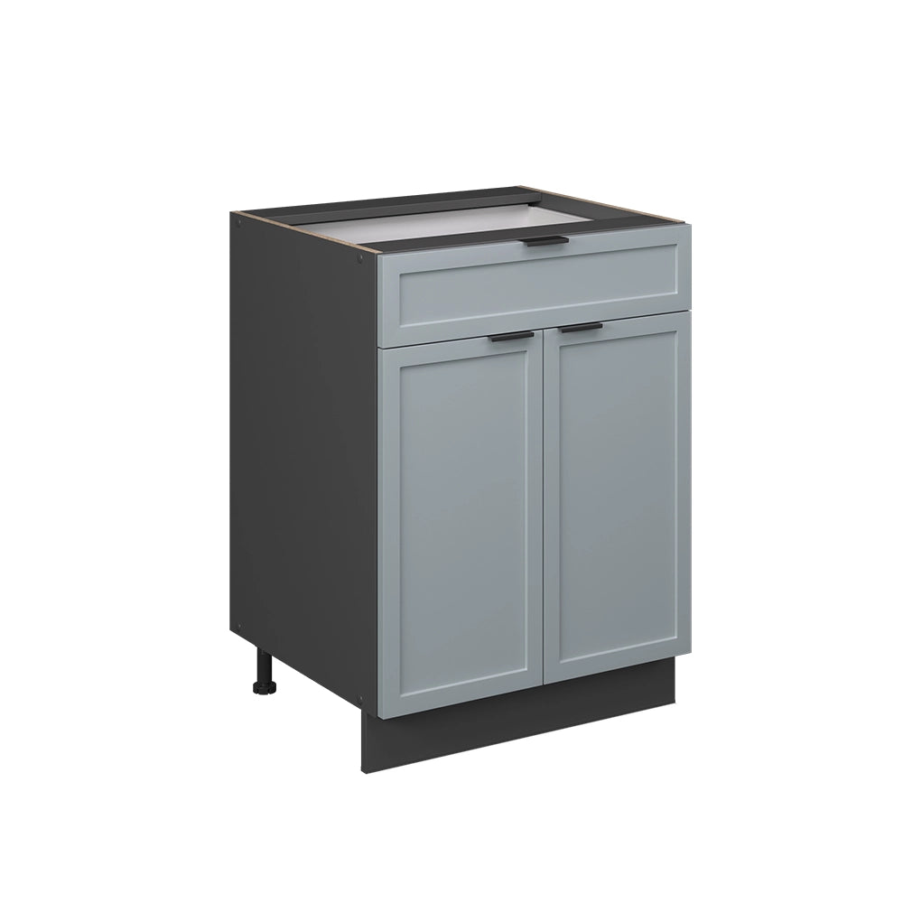 Mobiletto base per cucina Fame-Line Blu-grigio chiaro/Antracite 60 cm con cassetto, senza piano di lavoro Vicco