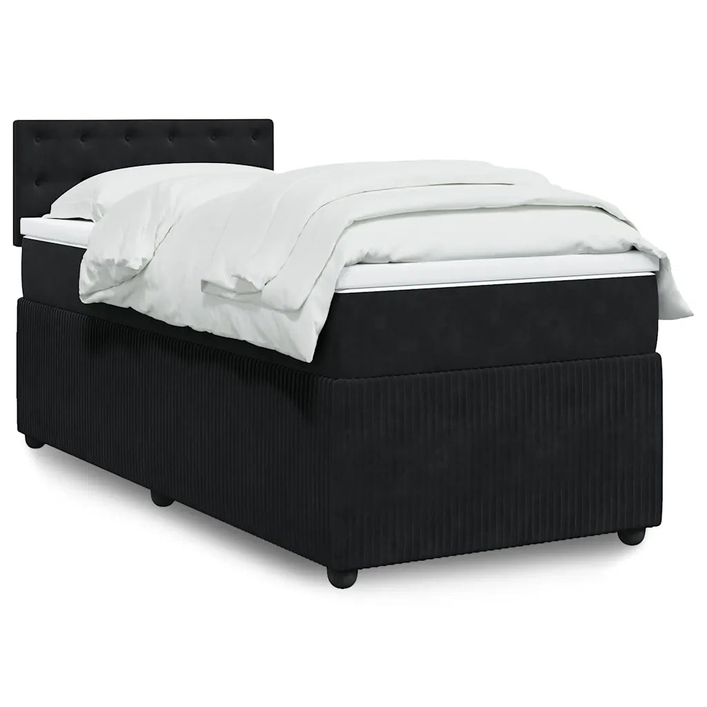Giroletto a Molle con Materasso Nero 90x200 cm in Velluto