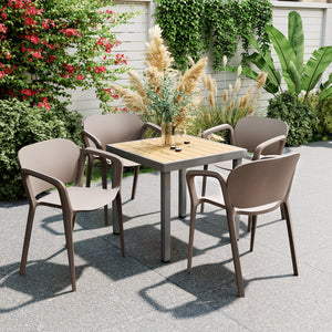 Set 4 Sedie da Giardino 60x56x75 cm Impilabili in Polipropilene Grigio