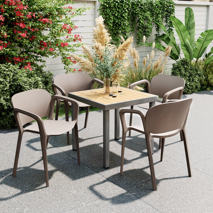 Set 4 Sedie da Giardino 60x56x75 cm Impilabili in Polipropilene Grigio