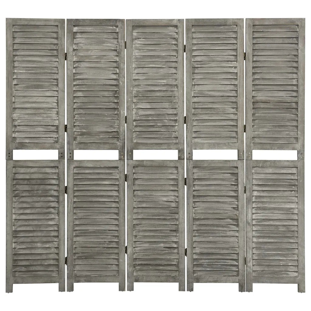 Divisorio a 5 Pannelli Grigio 179x166 cm in Legno Massello cod mxl 61339