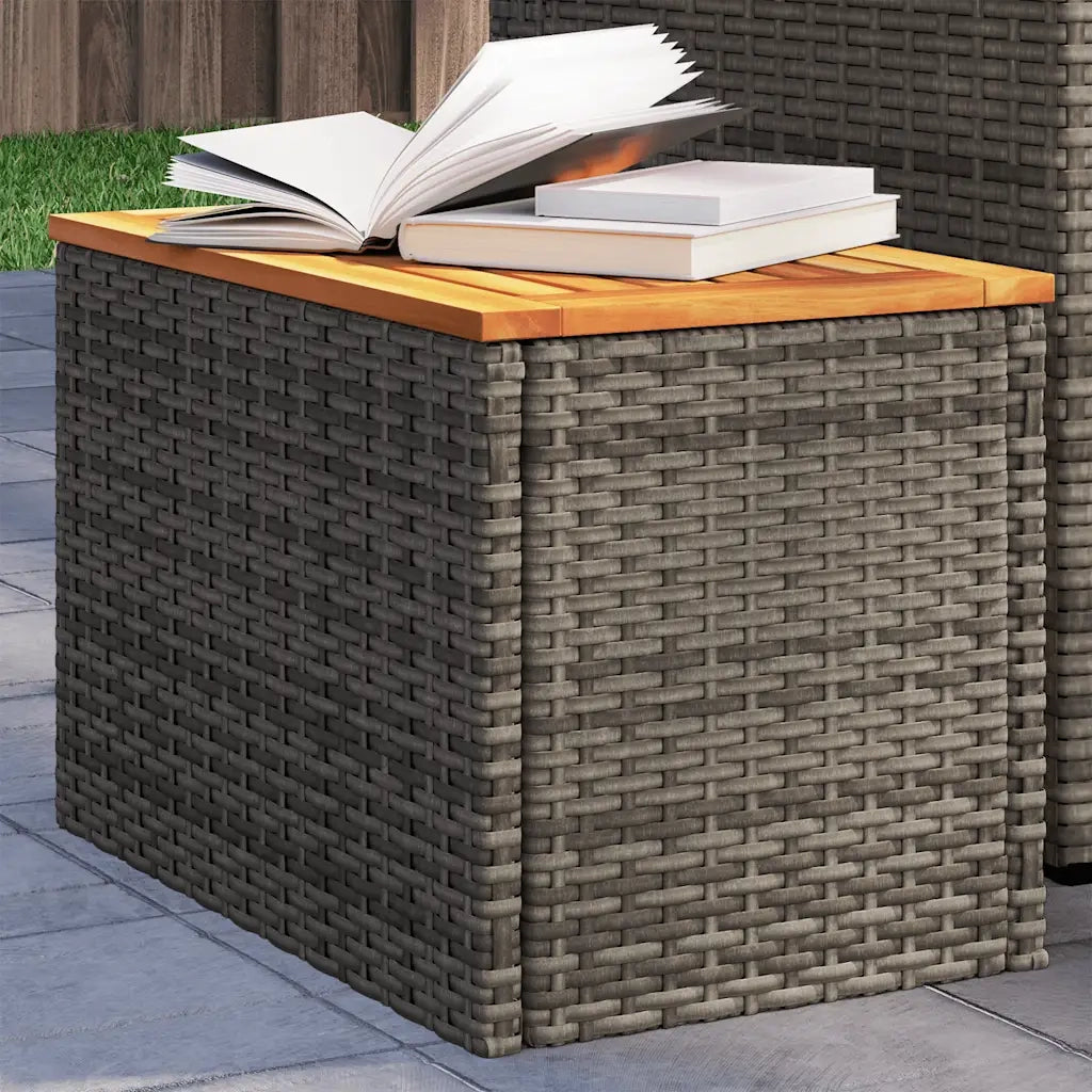 Tavolini Giardino 2 pz | Tavolino da esterno Grigi 55x34x37 Polyrattan Legno Massello
