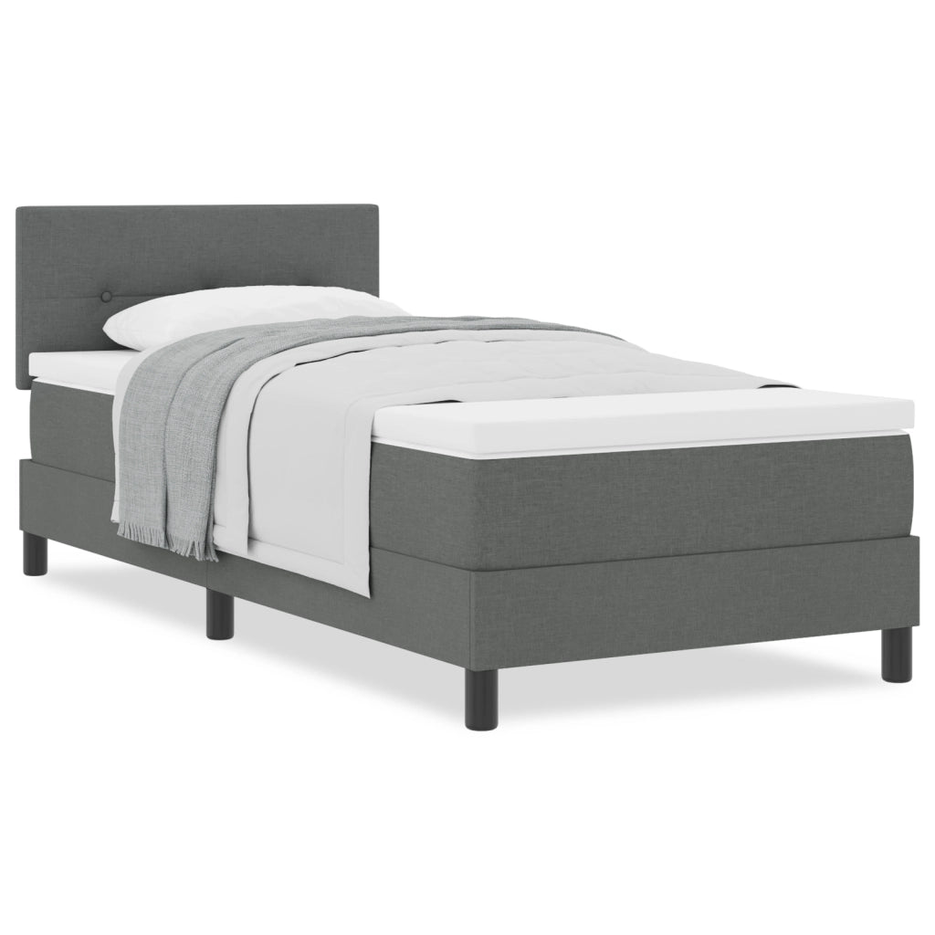 Letto Box Spring e Materasso Grigio Scuro 90x190 cm Tessuto