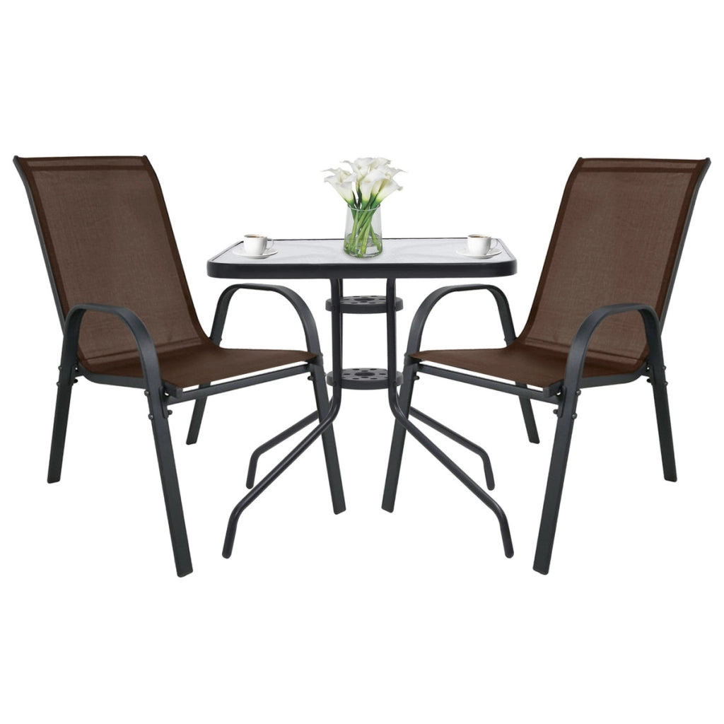 Set Bistro Island con Tavolo Quadrato e 2 Sedie Sofia Marrone