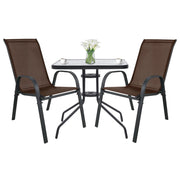 Set Bistro Island con Tavolo Quadrato e 2 Sedie Sofia Marrone