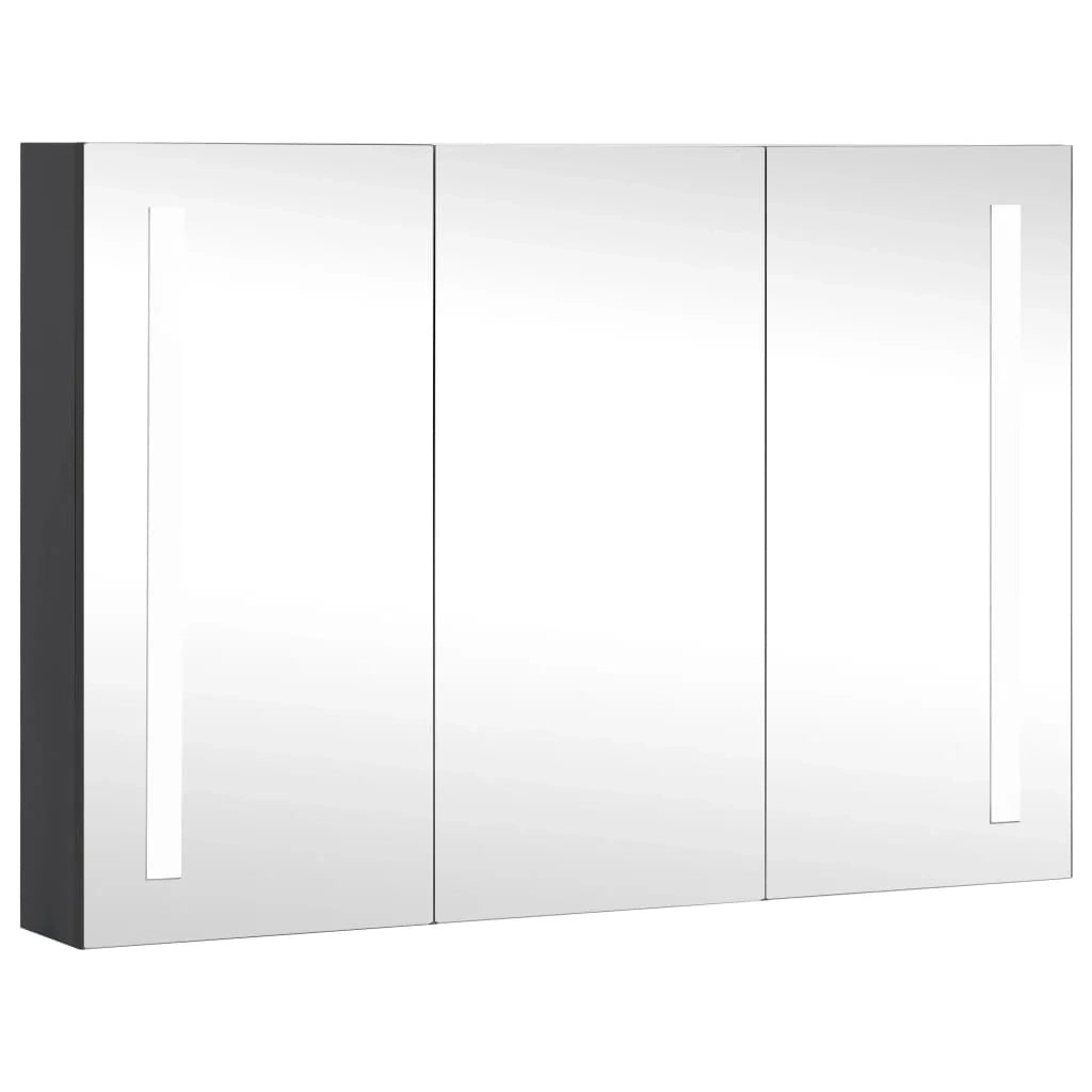 Mobiletto da bagno con specchio LED 89 x 14 x 62 cm nero 02_0006572