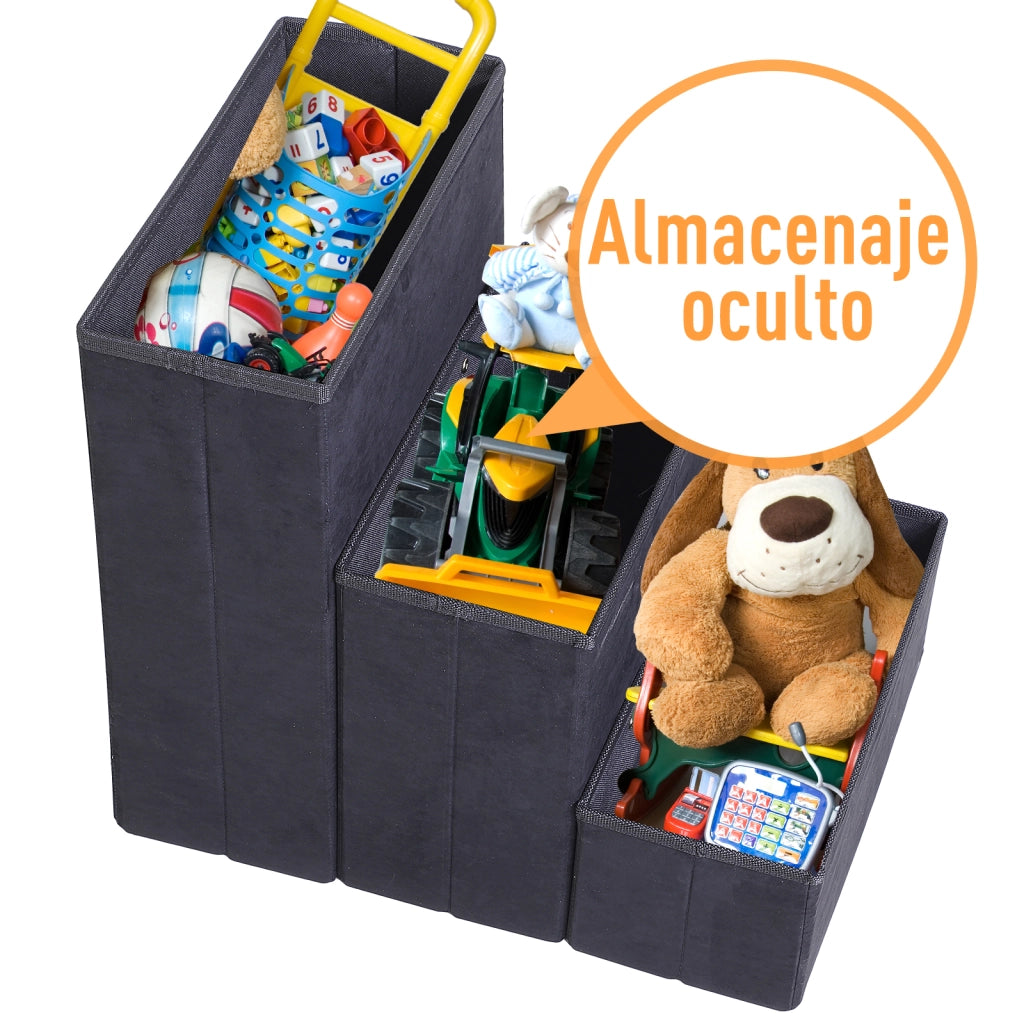 Scala per Animali Domestici Pieghevole 3 Gradini ¨C Xylo ¨C Nero con Contenitore 40x54x48 cm