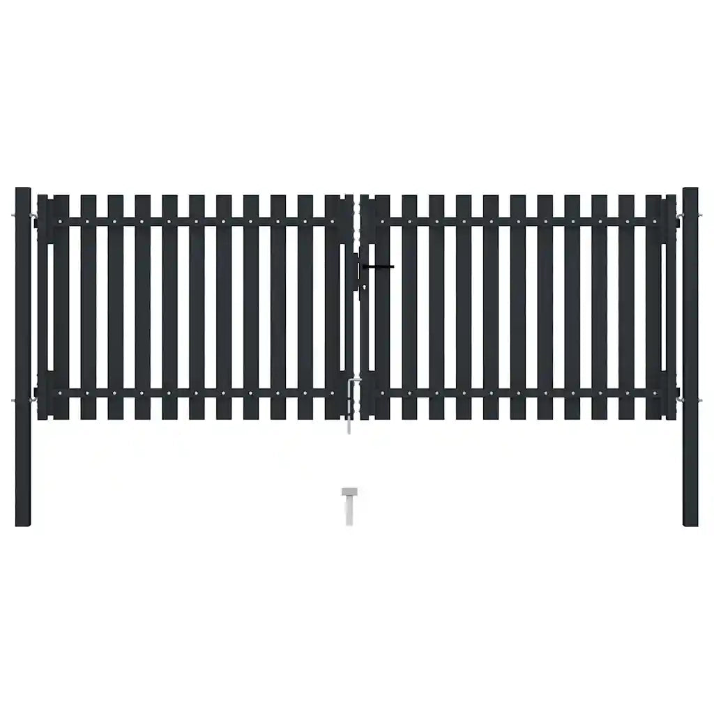 Cancello per Recinzione a doppia Porta in Acciaio 300x100 cm Antracite 146351