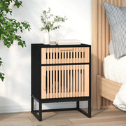 Comodino-Tavolino da notte Nero 40x30x55,5 cm Legno Multistrato e Ferro