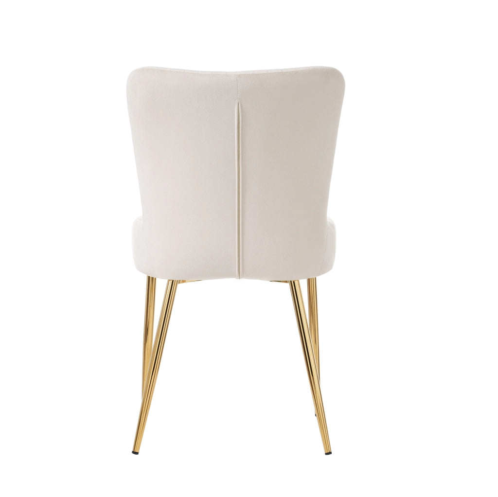 Set di 4 sedie da pranzo in velluto beige con gambe oro