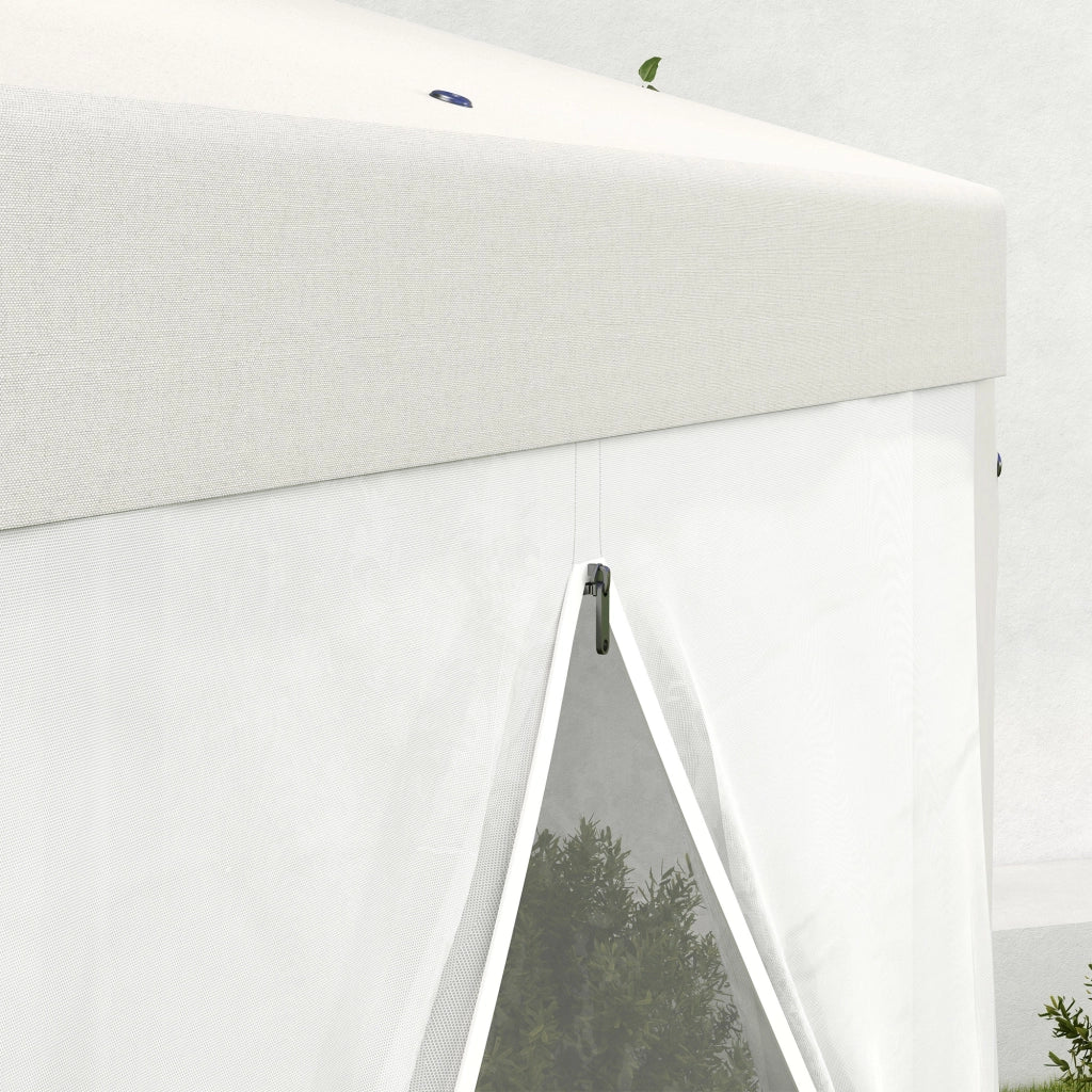Gazebo da giardino; a 6 angoli; tende a rete; telaio metallico; 3;94x3;412x2;5m; crema