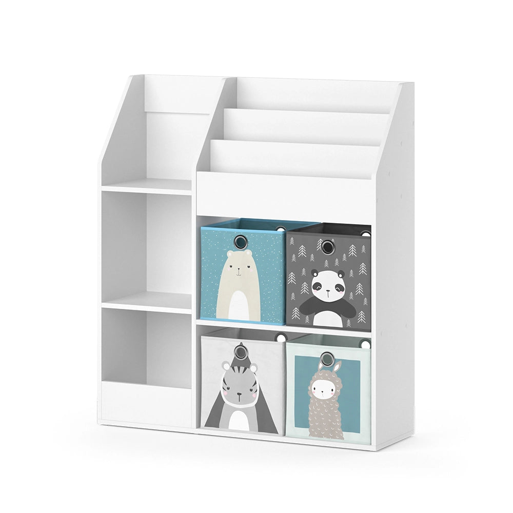 Vicco Libreria bambini Bianco 100.4 x 114.2 cm con 4 scatole pieghevoli (grigie)